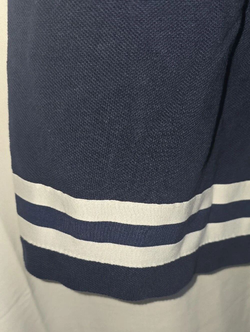 Ralph Lauren Navy Sleeveless Polo Dress with Green Pony and White Hem Stripes